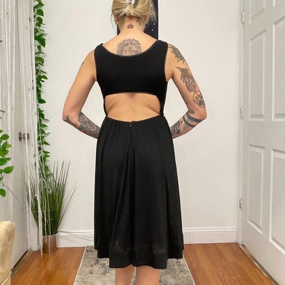 A.L.C Sleeveless Cutout Pleated Mini Dress Scoop Neck Size S Black - Picture 4 of 5